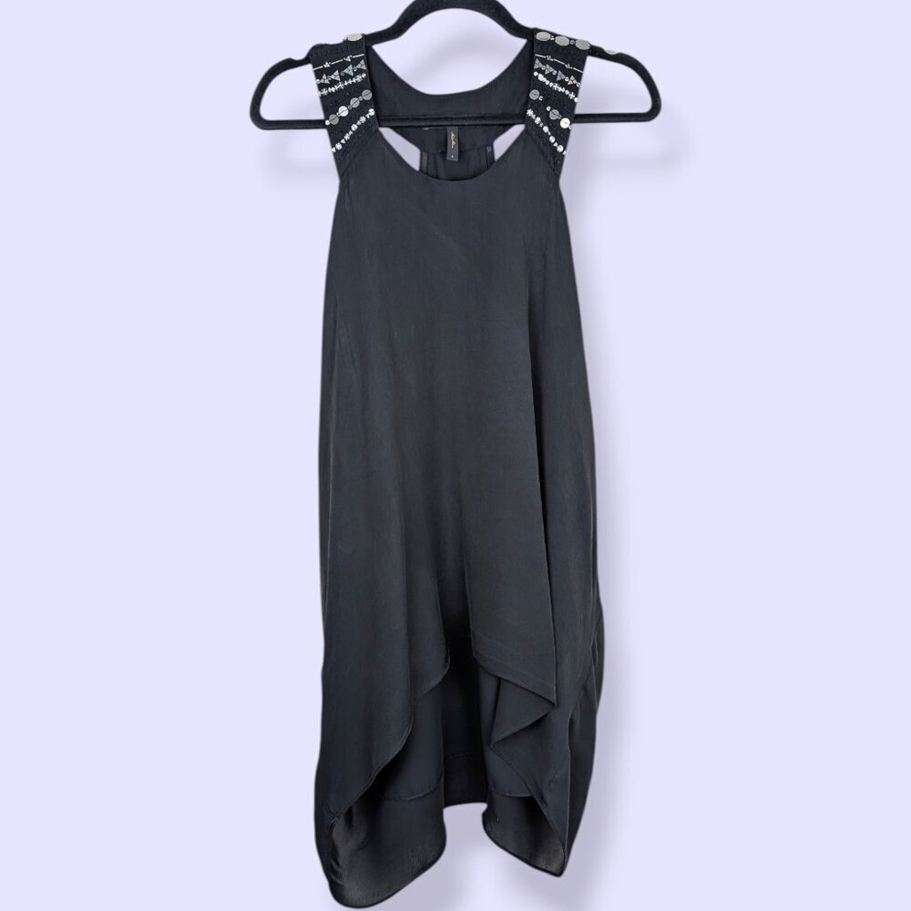 BCBGMaxAzria Silk Sequin Layered Halter Top - Picture 5 of 8
